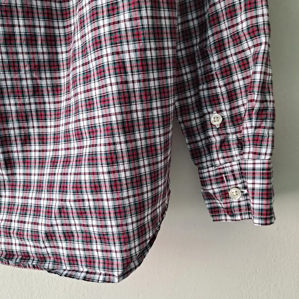 Ralph Lauren Plaid Long Sleeve Button Down Shirt Red Green Black Boys Medium
